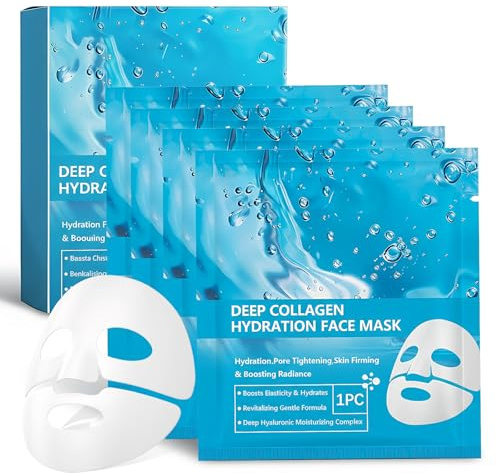 4pcs Masques Visage au Collagène Coréen - Bio Collagen Mask Overnight - Hydratation Profonde et Anti-rides - Masque Collagène pour le Visage Soin Nocturne