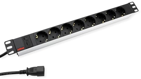 ROLINE 19-Steckdosenleiste 8fach + C14-Stecker, Aluminium, 2 m