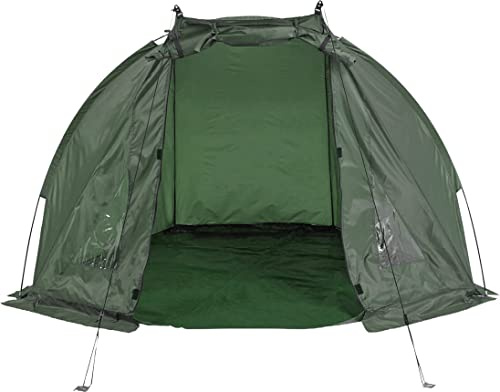 FLADEN Fishing - DAY SHELTER Bivvy Waterproof Dark Green Fishing with PVC Viewing Panels, Detachable Groundsheet, Poles Pegs and Carry Bag [25-125]