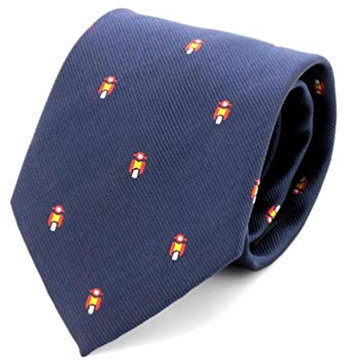 crisandecor CORBATA AZUL VESPA BANDERA ESPAÑA, PRESENTADA EN BOLSA TELA GRANATE ELEGANTE