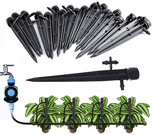 XUTONG 50 pezzi regolabili flusso di irrigazione gocciolatori con connettore per tubo 4mm/7mm, 360 gradi emettitore micro irrigatori goccia sistema