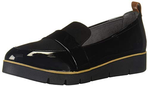 Dr. Scholl's Work Femme Webster Mocassin, Black Patent Microfiber, 39.5 EU Large
