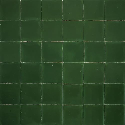 Cerames piastrelle monocolore messicane Talavera Verde Esmeralda – ceramiche piastrelle di mosaico verdi decorative per bagno, doccia, cucina, Una confezione di 90 piastrelle verdi 10,5x10,5 cm