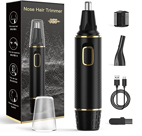 XOOMRSCP Nose Hair Trimmers for Men，Rechargeable Hair Trimmer 2 in 1 Painless Multifunctional Ear and Nose Hair Trimmer with IPX7 Waterproof Dual Edge Blades (Black)