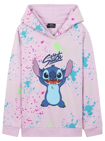 Disney Felpe con Cappuccio per Bambina, Morbida Felpa - Regalo Ragazza (Punto Rosa a Schizzi, 9-10 Anni)
