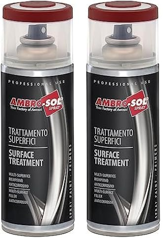 Ambro-Sol V400PAST9 Smalto Trattamento per Superfici, Antiruggine, Protegge dalla Ruggine le Superfici di Metallo, Copre Graffi e Imperfezioni, Bomboletta Spray in Banda Stagnata 400 ml, Rosso