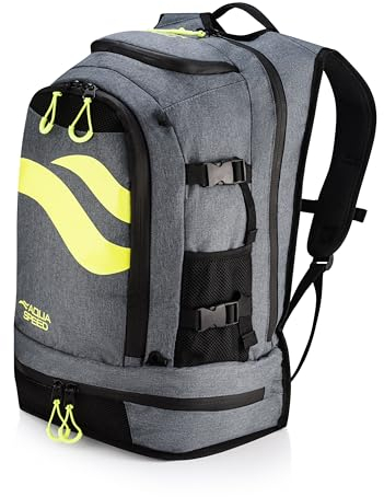 Aqua Speed MAXPACK Rucksack + Mikrofasertuch | Outdoor | Backpack | Alltagsrucksack | 42L | grau/gelb