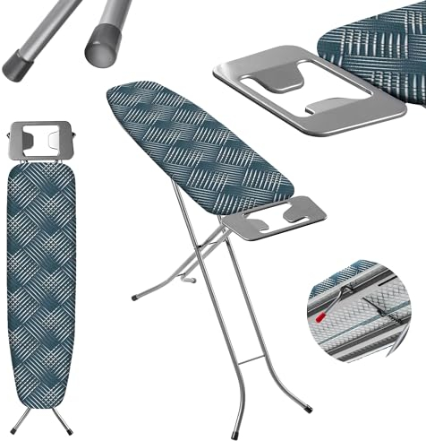 KADAX Bügelbrett 110x30cm Bügelfläche, Klappbares Tischbügelbrett mit Verstellbarer Höhe & hitzebeständiger Bügeleisenablage, Robuster Bügeltisch Made in EU (dunklen Karos)