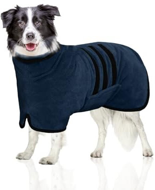 WUFANC Hundebademantel, Bademantel Hund aus Mikrofaser, Extra Saugfähig und Schnelltrocknend, Hunde Bademantel mit Klettverschluss und Verstellbarem Schrumpfband für Große Mittel und Kleine Hunde