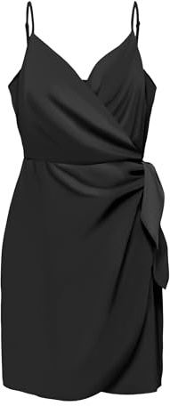 ONLY Women's Onlalma Life Vis Isa Wrap Dress Solid, Black, XL