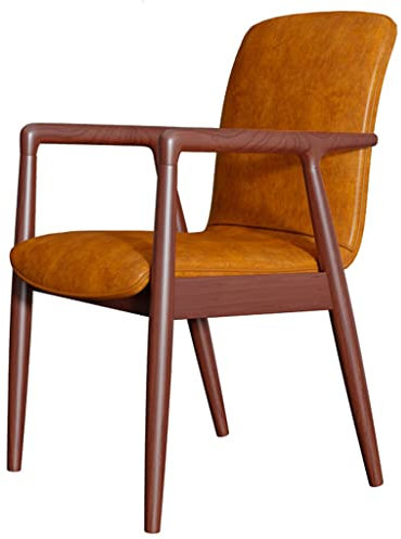 Mitten av århundradet armstol med säte i fuskläder för matsal kök sovrum retro gula matstolar