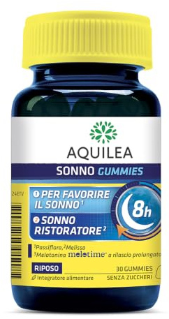 Aquilea | Sonno Gummies 30 Caramelle Gommose | Con Melatonina, Melissa e Passiflora | Integratore alimentare | Formula con estratti vegetali | Gummies gusto piacevole | Integratori | Sogno