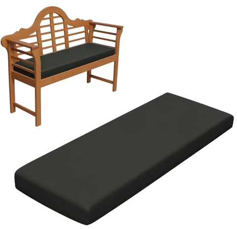 RZYW 5cm Dicke Wasserfest Sitzkissen Outdoor, Sitzauflage Sitzkissen Bank Auflage Ersatzpolster, rutschfeste Waschbare Bankauflage Bankkissen Sitzauflagen Gartenmöbel Bank Polster,Dark Gray,115x40cm