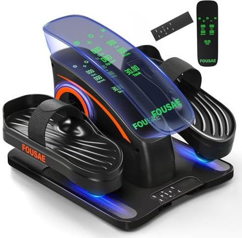 Under Desk Elliptical Machine, Upgraded 6 Adjustable Resistance &15 Speeds Electric Elliptical Leg Exerciser while Sitting for Seniors with Forward & Reverse Direction, Touch Screen and Remote Control