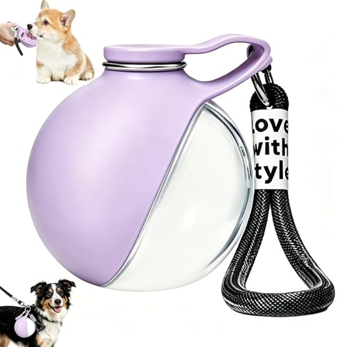 Botella de Agua para Perro, 2 en 1 para- Perros pequeños Botella de Agua con Cuenco Plegable de Silicona, Bebedero Portátil para Perros, Botella Perro para Pasear, Viajar y Acampar