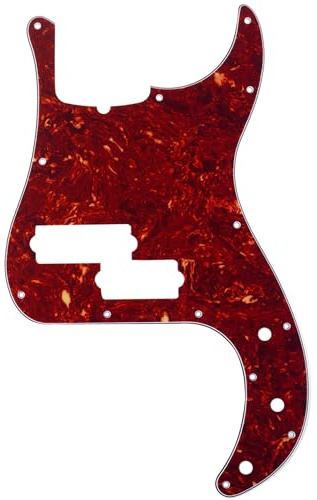 Musiclily Pro 5 Corde 13 Fori Contemporaneo Battipenna P Basso Pickguard per Fender Precision Bass American, 4 strati Vintage Tortoise