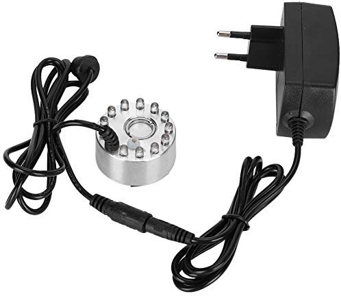 Hyuduo Macchina per la Nebbia, Mini Generatore di Nebbia per Fontana, Mister Atomizzatore per Ornamenti con 12 Luci per la Decorazione del Giardino Roccioso di Waterscape(EU Plug)