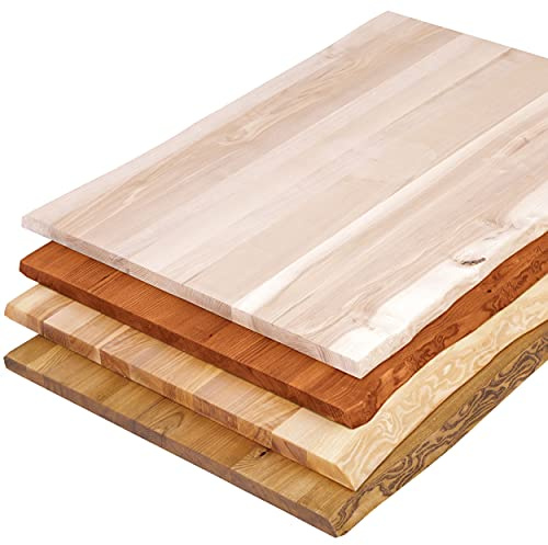 LAMO Manufaktur Holzplatte für Wohnzimmertisch Küchentisch Kücheninsel, Tischplatte Baumkante 100x60 cm, Rustikal, LHB-01-A-003-1006