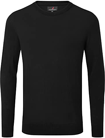 Thorncroft Maglione da uomo slim fit leggero girocollo 100% cotone morbido lavorato a maglia fine - Tyburn, Nero , XL