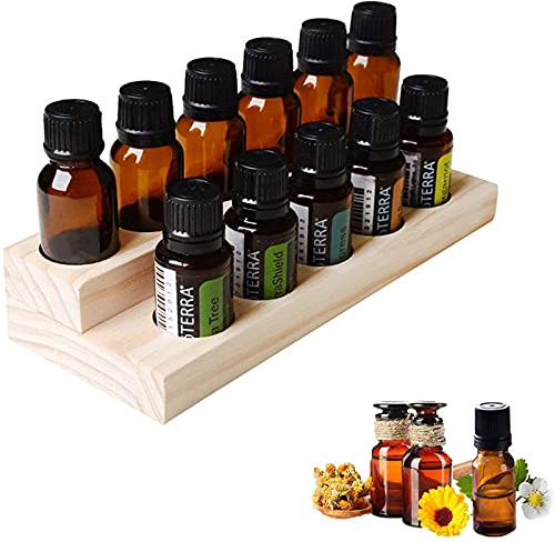 Holzsammlung Espositore per Olio Essenziale, Smalto di Unghie Rastrelliera Supporto Scatola di Esposizione per Cosmetici, 11 Slots Organizzatore di Stoccaggio in ‎Legno per Viaggio, Camera da Letto