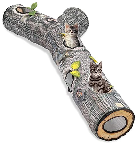 FelRelWel Cat Tunnel,Cat Tunnels for Indoor Cats,Tree Trunk Play Toy for Large Cats、Kitten and Other Small Animals to Chase and Play,Foldable Easy to Store,Cat Tube Toys Long 59