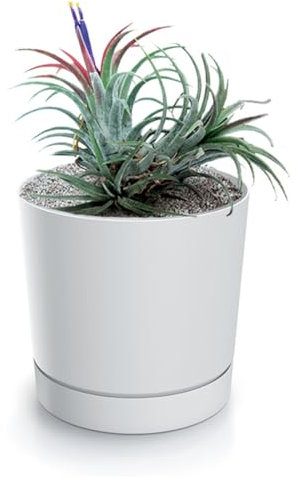 magubo Blumentopf mit Untersetzer, Übertöpfe für Zimmerpflanzen, Pflanzkübel, Übertopf Groß, 30 cm Durchmesser, Elegantes Design für Innen- und Außenbereich (Weiß, 300)