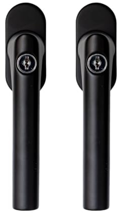 2er Set FELGNER abschließbarer Fenstergriff Como | 100 nm Fensterknauf Fenster-Sicherung | versteckten Schrauben + ovale Rosette Drehknauf korrosionsbeständig | inkl. 2 Schlüssel - Schwarz