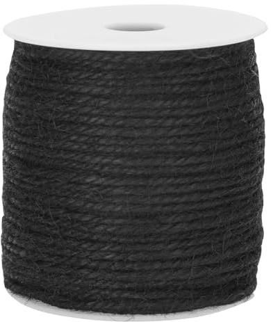 KINGLAKE Juteschnur 3mm, 100m Paketschnur, Juteband Schwarz, Jute Schnur, Strick Jutegarn, Hanfschnur, Gartenschnur Pflanzschnur, Jutekordel, Bindfaden Bastelschnur für Garten und Dekoriere