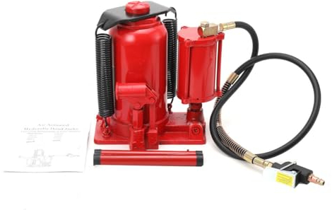 QWEXOB Stempelwagenheber mit 20T Hubkapazität, Wagenheber, Hydraulisch, min. Höhe 260 mm, max. Höhe 510 mm, manueller oder pneumatischer Betrieb möglich, Pumphebel inklusive, 1/4 Druckluftanschluss