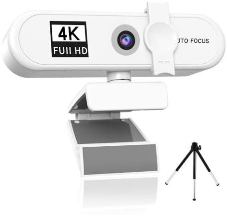 budiniao Ordinateur Webcam Autofocus USB Réunion Conférence PC Caméra Remplacement Web Cam Caméscope Diffusion en Direct Appel vidéo, Blanche, 4K