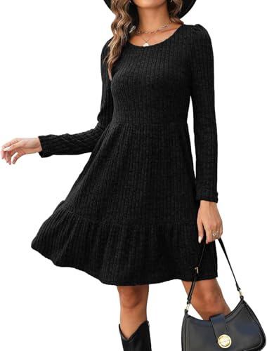 Zetieny Abito Invernale da Donna a Maniche Lunghe Vestito Maglione Autunno Inverno Elegante Tinta Unita