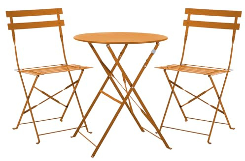 SVITA Berlin Bistro-Set Metall Sitzgruppe Balkon klappbar Tisch Stühle Orange