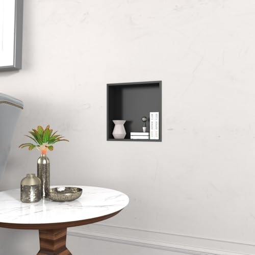 GY Bath Shower Niche Wall Insert, Black Stainless Steel Recessed Wall Niche, 30.5 x 30.5 x11.3 cm Single Shelf Bathroom Shower Storage