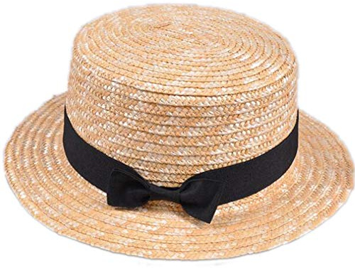 Keuyeo Chapeau De Paille Portable pour Enfants, Chapeau De À Nœud Papillon, Chapeau De Plage À Large Bord, Canotier D'été, Ruban De Plage, Chapeau Fedora Rond À Dessus Plat
