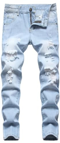 Hsternexy Jeans Kinder Jungen Skinny Zerrissene Hosen Jeanshose Denim Cargohose Jungs Ripped Straight Leg Denimhose Elastische Taille Streetwear Freizeithose Freizeit Slim FitOutdoorhose