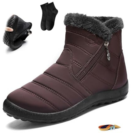 POIOZXD Stivali invernali da donna, comodi, impermeabili, antiscivolo, stivali invernali da donna, stivali da neve caldi – stivaletti foderati in pelliccia alla caviglia per attività all'aperto