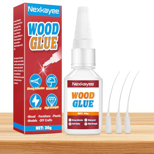 Strong Waterproof Wood Glue and Wood Adhesive for Furniture, Crafts and DIY, Heavy Duty PVA Glue for Interior and Exterior Repairs, Cabinets, Tables and Woodworking Projects