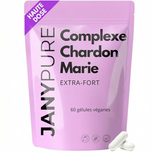 Complexe Chardon Marie 1000mg + Magnésium et Silicium Extra Fort - Régénérant Foie, Protection, Détox, Digestion 60 Gélules Véganes 80% de silymarine - Sans OGM Sans Gluten - Qualité Premium