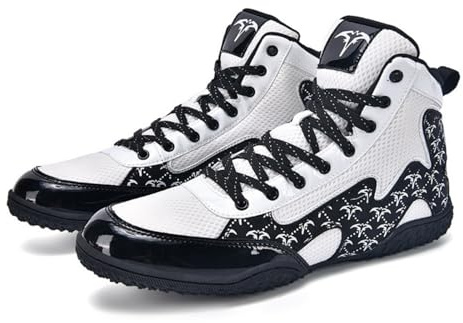 Hixingo Zapatos de Boxeo para Hombre Mujer 38-46, Zapatillas Boxeo Hombre Mujer Cons Uelas de Goma Antideslizantes Zapatillas Lucha Libre Ligero y Respirable (7H-39 Blanco,41)
