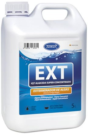 Tamar Exterminador de Algas, Mayor concentración, Elimina Alga Negra, alguicida no espumante, biocida Especial Piscinas, acción rápida, sin Cobre 5 litros