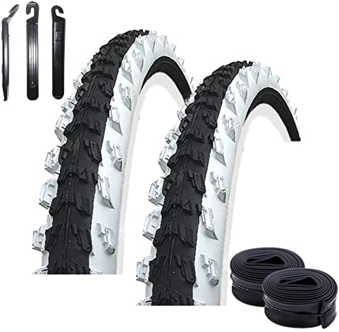 Angebot-Set / 2 x Kenda K-829 MTB 24 Fahrradreifen Fahrradmantel Schwarz/Weiß 50-507 (24x1.95) + 2 passende Schläuche AV inkl. 3 Reifenheber