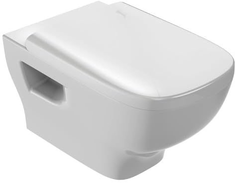 Jacob Delafon - Pack WC Suspendu Sans Bride STRUKTURA - Compatible Double Chasse 3/6L - Abattant Recouvrant - 34,0x41,0x54,0 cm - Blanc - EDE112-00