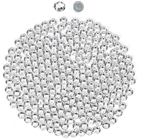 1440 Hotfix-Strasssteine,Flatback Glitzersteine Stones, Glas, runde Kristalle Strasssteine, Edelsteine​zum Basteln, für Kleidung, Schuhe, Taschen, DIY-Dekoration,Clear,SS6,1.8MM-2MM