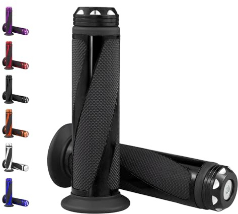 amavoler Universal Motorcycle Handlebar Grips Fits for Motorcycles with 7/8 Left Grip and 1 Right (Black)