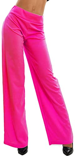 Toocool Pantalones Elasticos de Mujer, Pantalones Palazzo de Mujer con Cintura Elástica VI-9292 [S, Fucsia]