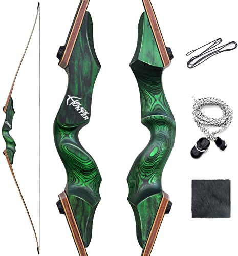 Black Hunter 60 Zoll Traditioneller Langbogen Jagd Bogen 20-60lbs Bogenschießen Reiterbogen Sportbogen Erwachsene Holzbogen Für Linke Hand Zum Jagen Und Schießen (30LBS)