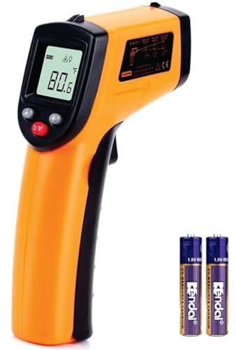 Thermomètre Infrarouge, Pistolet Température Laser, Sans Contact, écran LCD Rétroéclairé, -50 °C ~ 380 °C, Pour Cuisson, BBQ, Congélateur, Viande, Industrie, Orange