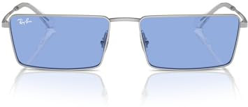 Ray-Ban Rb3741 Emy Rechteckige Sonnenbrille, Silber/Blau, 56 mm