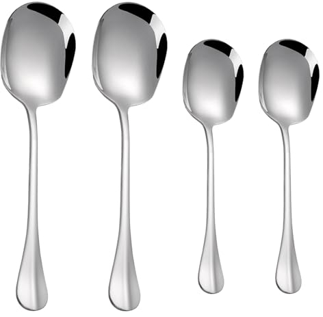 Torytoe Cucchiaio da Portata, 4 pezzi Cucchiaio da Buffet Posate da Portata in Acciaio Inox con Manici lunghi Cucchiaio da Tavola Utilizzato in Ristoranti a Buffet, Hotel, Picnic, Feste