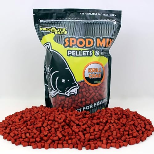 Pellets 8mm Spod Mix Pro Elite Baits | Carp Food | Pellets atrayentes Pesca de Peces Grandes | (Krill&Crab)